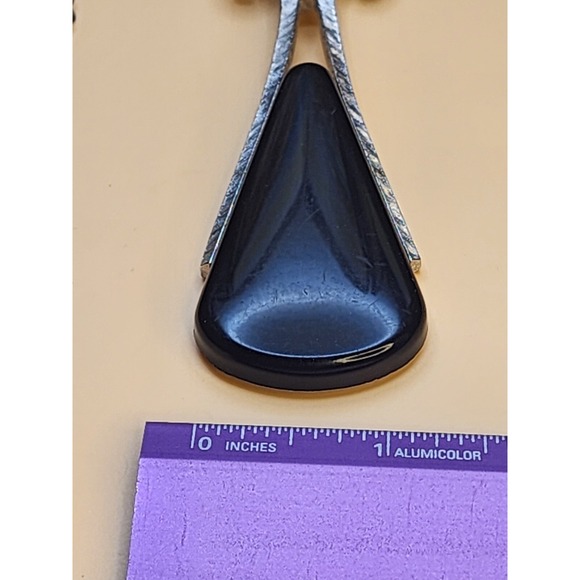 51 Yr Old AVON Ebony Teardrop Large Pendant Necklace Silver Tone 1974‎ 32" Chain - Picture 6 of 6